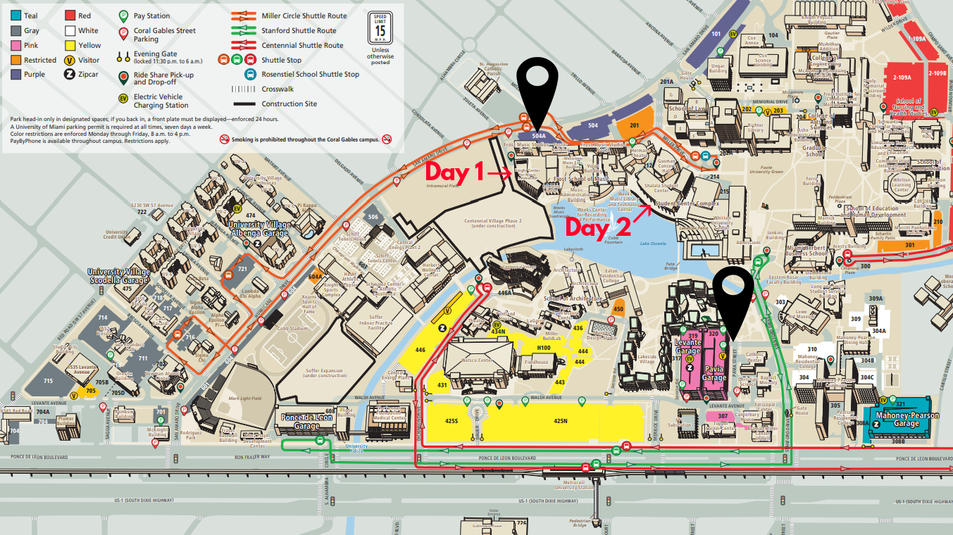 Miami XR 2026 parking and venue locations map
